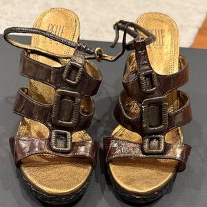 Pelle Moda Dark Brown Buckle Sandals